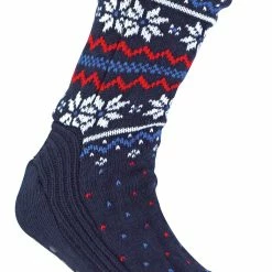 Sock Snob Mens Winter Warm Christmas Bootie Socks | Fairisle Pattern | For Cold Weather - Navy Fairisle