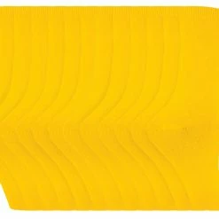 Womens Plain Cotton Rich Socks | 12 Pair Multipack | Sock Snob | Thin Comfy Colourful Crew Ankle Socks for Ladies - Yellow