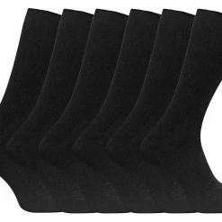 Sock Snob 6 Pack Men's Soft 100% Cotton Breathable Coloured Ribbed Dress Socks - Black