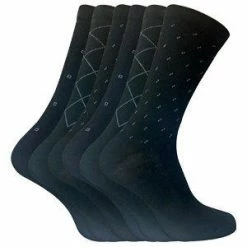 Sock Snob 6 pairs Men's formal patterned coloured dress cotton socks - Black/White