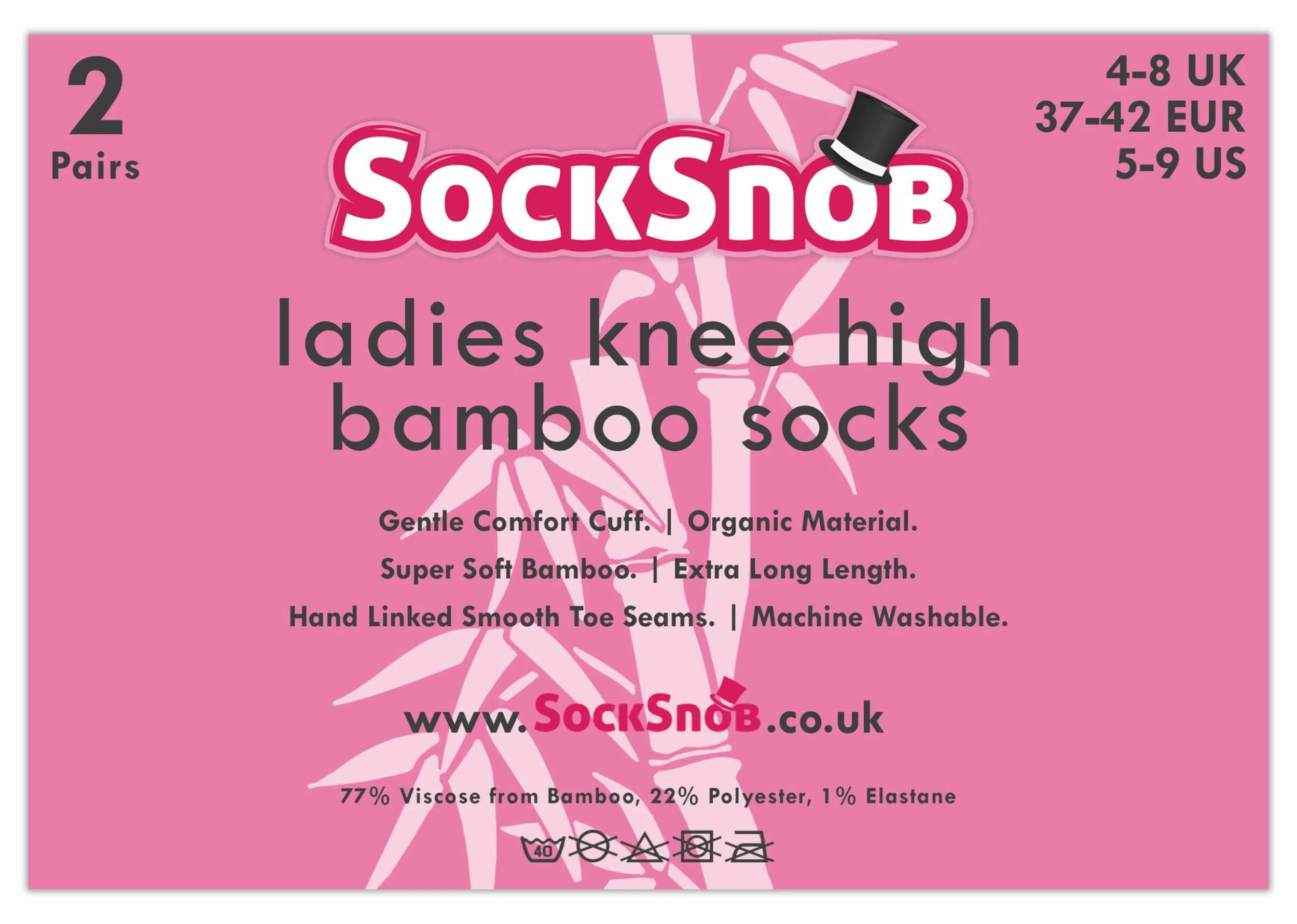 Sock Snob - 2 Pack Ladies Breathable Patterned Knee High Bamboo Socks - Grey - Image 2