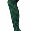 Sock Snob - Ladies Coloured 80 Denier Opaque Fashion Tights - Cable - Green