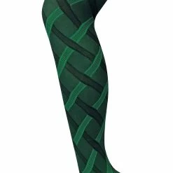 Sock Snob - Ladies Coloured 80 Denier Opaque Fashion Tights - Cable - Green