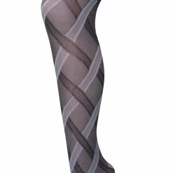 Sock Snob - Ladies Coloured 80 Denier Opaque Fashion Tights - Cable - Black/White