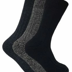 Sock Snob 3 Pairs Men's Cushioned Sole Wool Blend Walking Hiking Socks for Boots - Blue