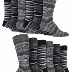 12 Pair Multipack Mens Cotton Colourful Striped Dress Socks | Sock Snob | Patterned Business Casual Dress Socks - Buenos Aires - Multicolour