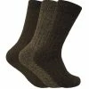Sock Snob 3 Pairs Men's Cushioned Sole Wool Blend Walking Hiking Socks for Boots - Brown
