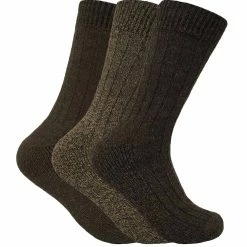 Sock Snob 3 Pairs Men's Cushioned Sole Wool Blend Walking Hiking Socks for Boots - Brown