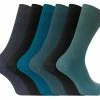 Sock Snob 6 Pairs Men's Breathable Cotton Non Elastic Loose Wide Top Dress Socks - Blue