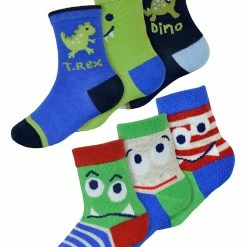 6 Pack Baby Boys Monsters Dinosaur Design Pattern Socks | Sock Snob | Funny Cotton Toddler Socks - Dinosaur - Multicolour