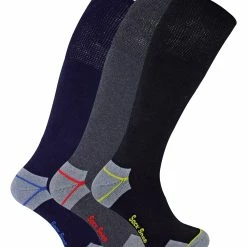 Sock Snob - Mens 6 Pack Long Knee High Work Socks for Steel Toe Boots - Black - Multicolour