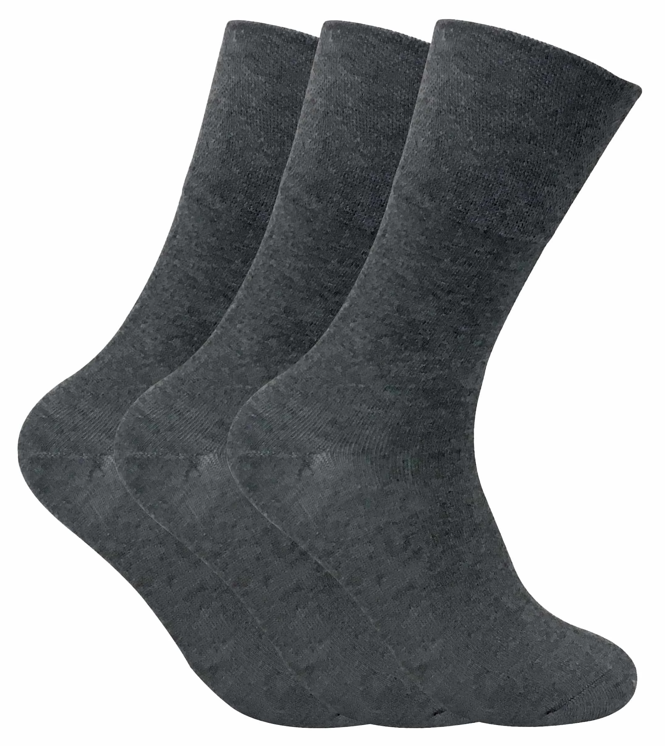 Sock Snob 3 Pack Men's Non Elastic Thermal Diabetic Socks for Poor Circulation - Grey