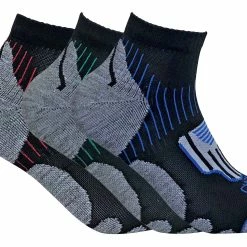 Sock Snob 3 Pairs Mens Breathable Anti Blister Sports Ankle Socks for Achilles - HPCM - Black