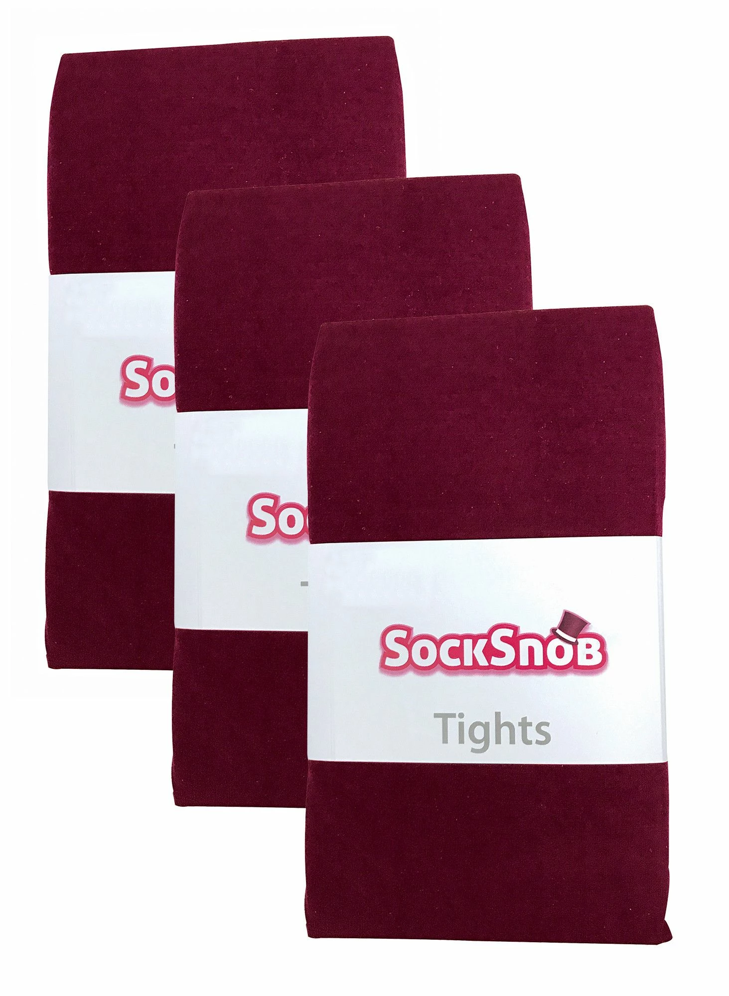 3 Pair Multipack Womens Coloured Opaque 80 Denier Tights | Sock Snob | Plain Block Colour Tights - Burgundy - Image 2