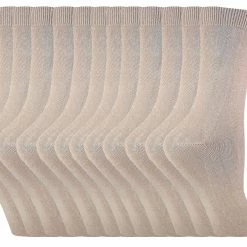 Womens Plain Cotton Rich Socks | 12 Pair Multipack | Sock Snob | Thin Comfy Colourful Crew Ankle Socks for Ladies - Beige