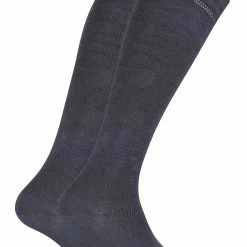 Sock Snob - 2 Pack Ladies Breathable Patterned Knee High Bamboo Socks - Grey