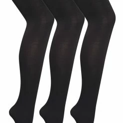 3 Pair Multipack Womens Coloured Opaque 80 Denier Tights | Sock Snob | Plain Block Colour Tights - Black
