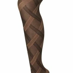 Sock Snob - Ladies Coloured 80 Denier Opaque Fashion Tights - Cable - Brown
