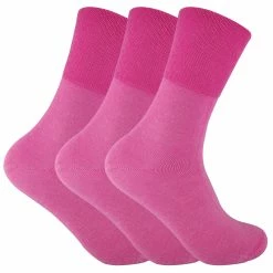 Sock Snob 3 Pack Ladies Non Elastic Thermal Diabetic Socks for Poor Circulation - Pink