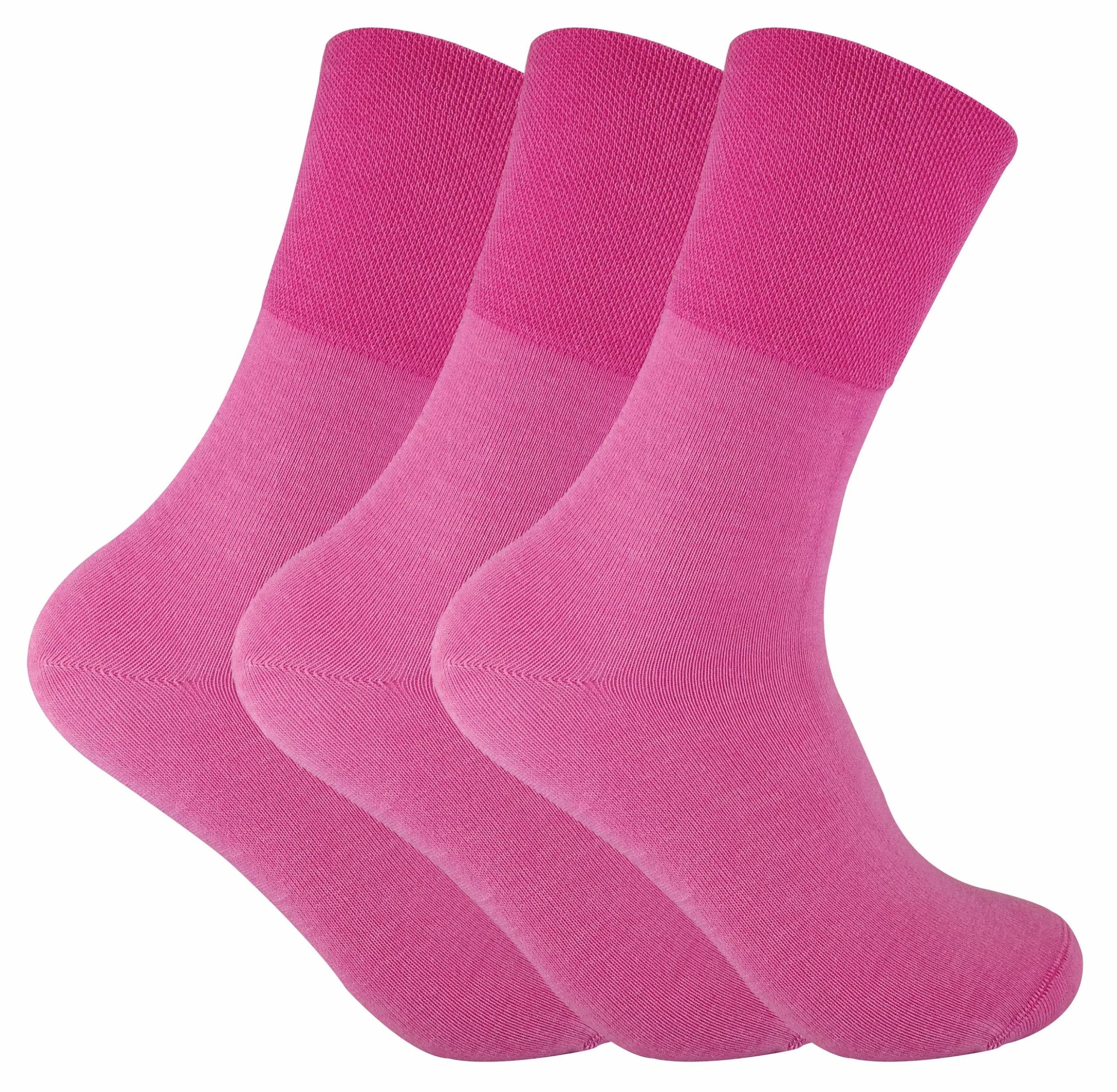 Sock Snob 3 Pack Ladies Non Elastic Thermal Diabetic Socks for Poor Circulation - Pink