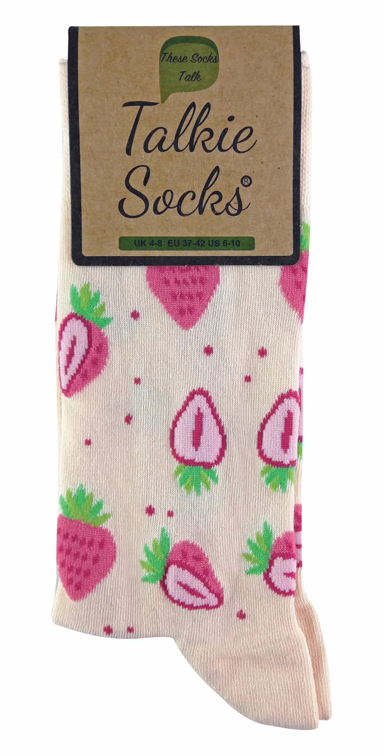 Sock Snob TALKIE SOCKS - Ladies Cotton Quirky Funky Novelty Design Fruit Socks - Pink - Image 2