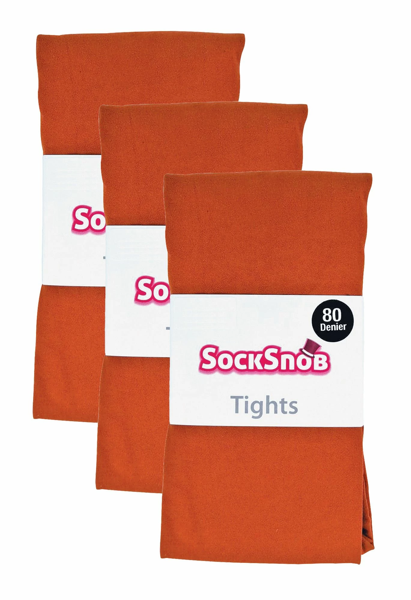 3 Pair Multipack Womens Coloured Opaque 80 Denier Tights | Sock Snob | Plain Block Colour Tights - Potters Clay - Brown - Image 2