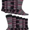 12 Pair Multipack Mens Cotton Colourful Striped Dress Socks | Sock Snob | Patterned Business Casual Dress Socks - Tokyo - Multicolour