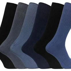 Sock Snob 6 Pack Men's Soft 100% Cotton Breathable Coloured Ribbed Dress Socks - Grey