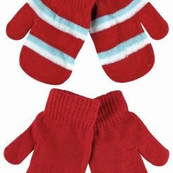 Sock Snob 2 Multipack Baby Striped Knitted Winter Mittens Gloves - Red