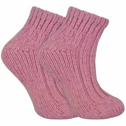 Sock Snob - Ladies Chunky Ribbed Low Cut Wool Blend Ankle Boot Socks - Pink