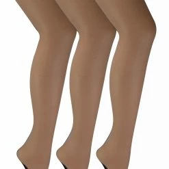 Sock Snob - Womens Vintage Seamed Tights | 3 Pair Multipack | 40 Denier Knee High Ultra Sheen Tights with Line Up the Back - Nude / Black - Beige