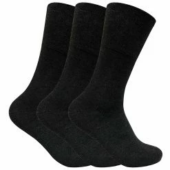 Sock Snob 3 Pack Men's Non Elastic Thermal Diabetic Socks for Poor Circulation - Black