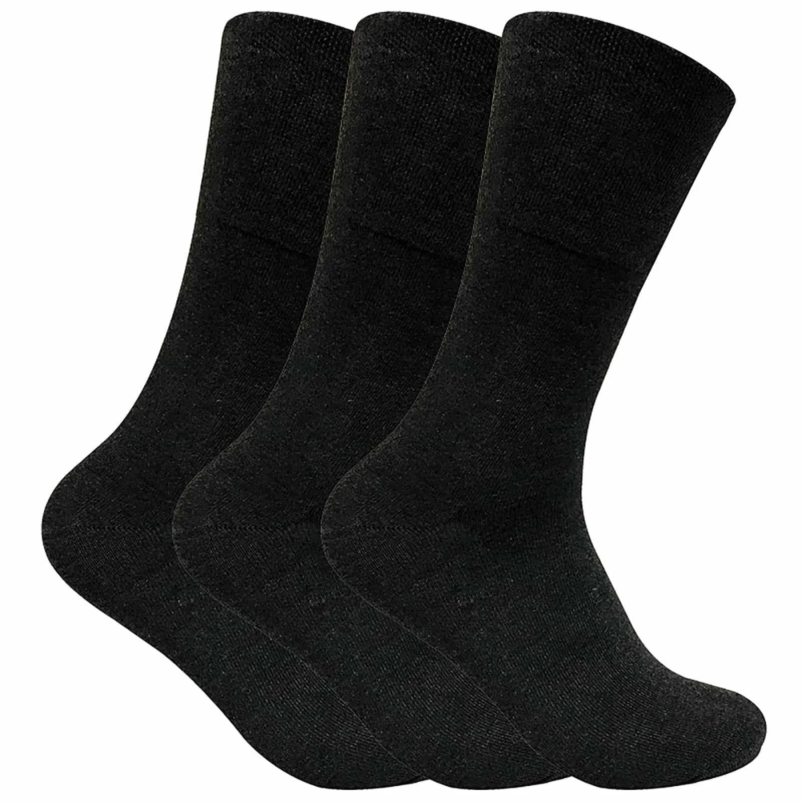Sock Snob 3 Pack Men's Non Elastic Thermal Diabetic Socks for Poor Circulation - Black