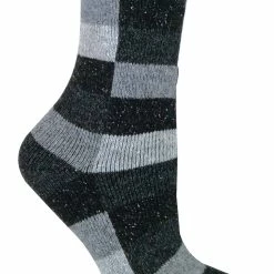 Sock Snob - Ladies Checkered Patterned Breathable Wool Blend Socks - Grey