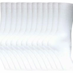 Womens Plain Cotton Rich Socks | 12 Pair Multipack | Sock Snob | Thin Comfy Colourful Crew Ankle Socks for Ladies - White