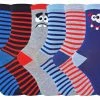 Sock Snob Mens Non Slip Thermal Striped Slipper Socks | Bootie Style | Fleece Lined - Dark Grey / Grey - Multicolour