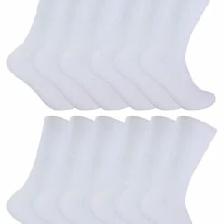 12 Pairs Mens Thermal Diabetic Socks | Sock Snob | Non Elastic Extra Wide Diabetic Socks for Poor Circulation - White