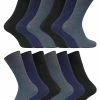12 Pair Multipack Mens 100% Cotton Diabetic Friendly Socks | Sock Snob | Ribbed Non Elastic Loose Wide Top Socks - TSFD02 - Multicolour