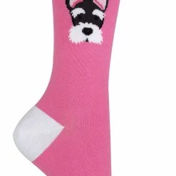 Sock Snob 1 Pair Unisex Novelty Cat Dog Socks with Beagle / Pug / Scotty Dog - Pink