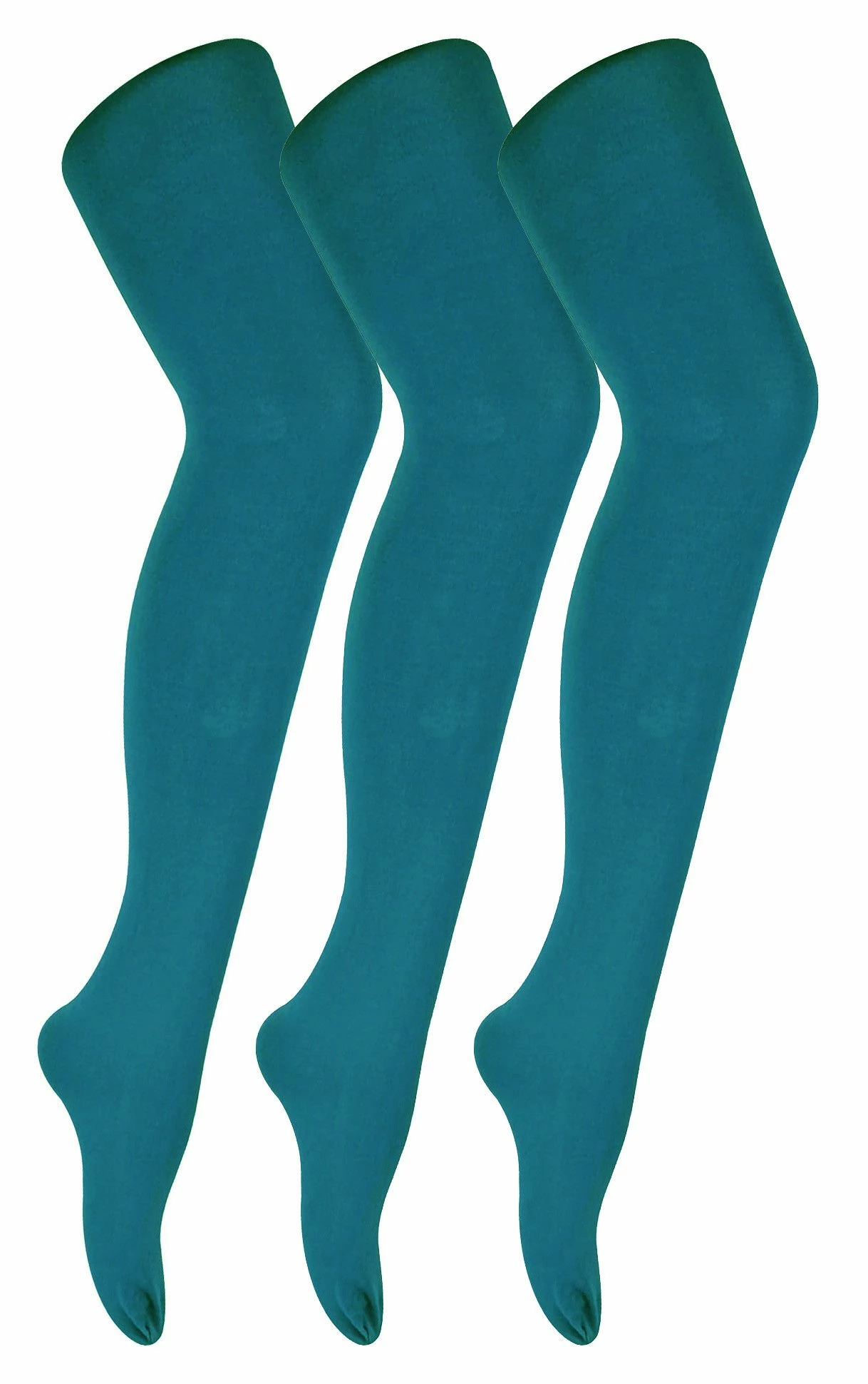 3 Pair Multipack Womens Coloured Opaque 80 Denier Tights | Sock Snob | Plain Block Colour Tights - Teal - Blue