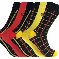 Sock Snob 6 Pairs Men's Squares Bamboo Dress Socks - Red