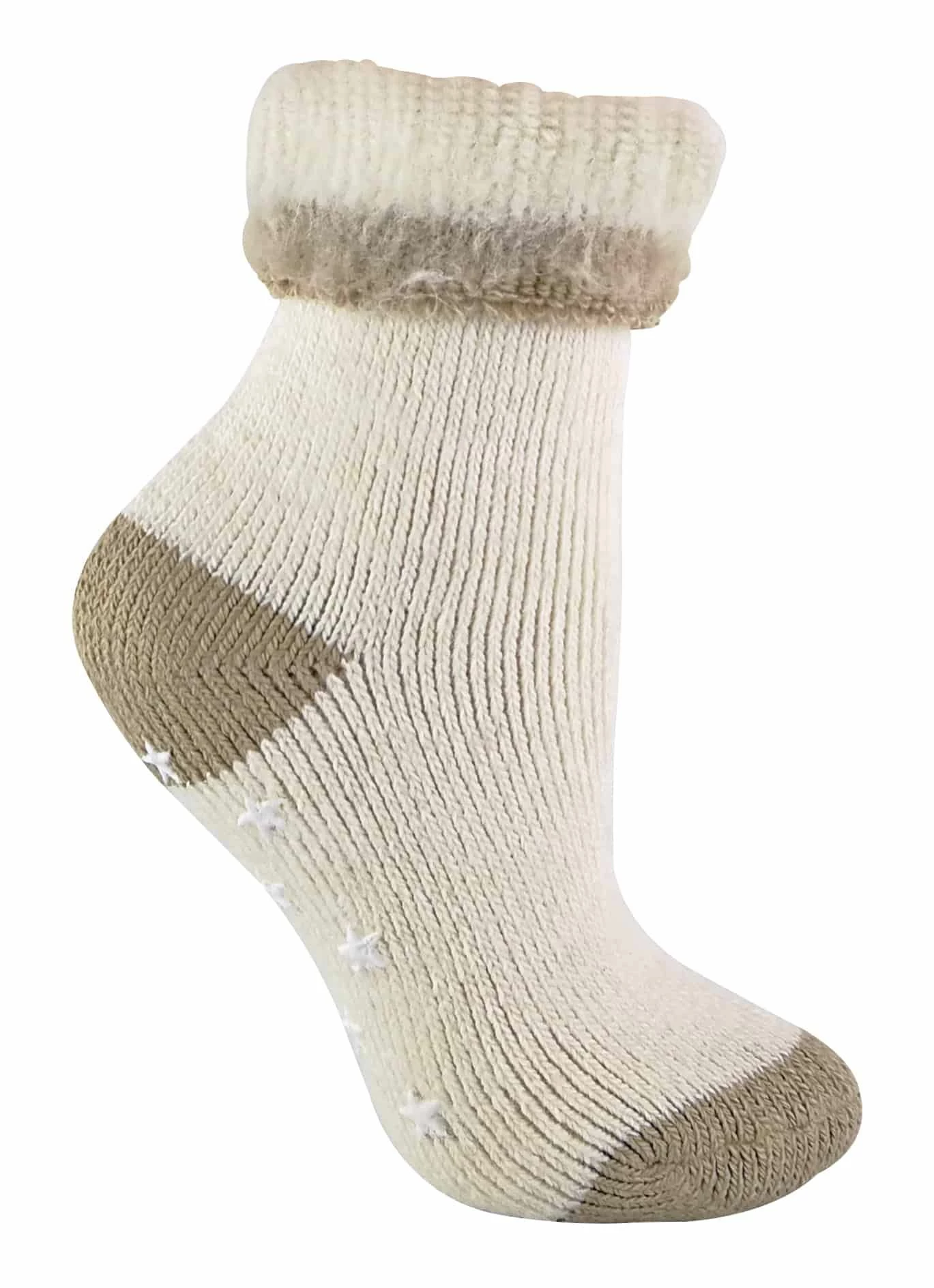 Sock Snob Ladies Alpaca Wool Blend Thermal Slipper Bed Socks with Grippers - Beige
