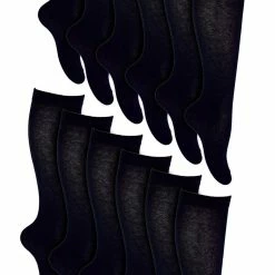 Sock Snob 12 Pair Multipack Girls Knee High Socks | Breathable Long Cotton School Socks | Color Option - Grey, Black, White, Blue - Black
