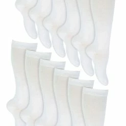 Sock Snob 12 Pair Multipack Girls Knee High Socks | Breathable Long Cotton School Socks | Color Option - Grey, Black, White, Blue - White