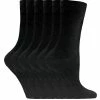 Sock Snob - 6 Pairs Ladies Plain Coloured Cotton Socks - Black