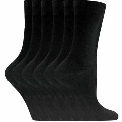 Sock Snob - 6 Pairs Ladies Plain Coloured Cotton Socks - Black