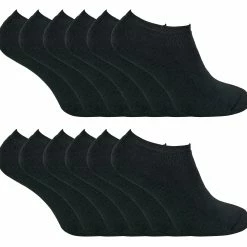Sock Snob Mens Thermal Low Cut Trainer Socks | 12 Pair Multipack | Winter Invisible Socks for Men - Black