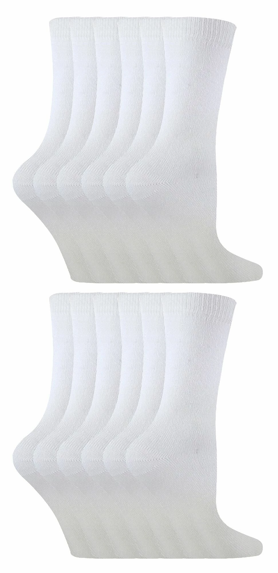 12 Pair Multipack Kids Bamboo Socks | Sock Snob | Childrens Plain Socks | Ideal School Socks for Summer for Girls & Boys - White