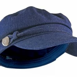 Sock Snob Ladies Cotton Peaked Denim or Corduroy Baker Boy Hat Fiddler Cap - Blue