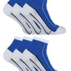 6 Pair Multipack Socks That Look Like Shoes | Sock Snob | Novelty Funny Lace Up Converse Socks - Blue